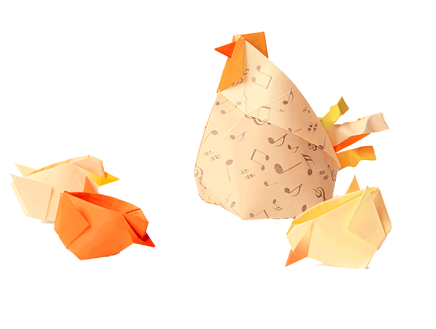 Origami-Chicks-Hen-Feeding